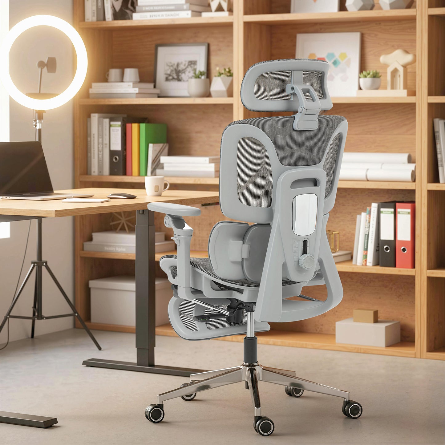 Ergonomic Office Chair, High Back Mesh Desk Chair, Grey