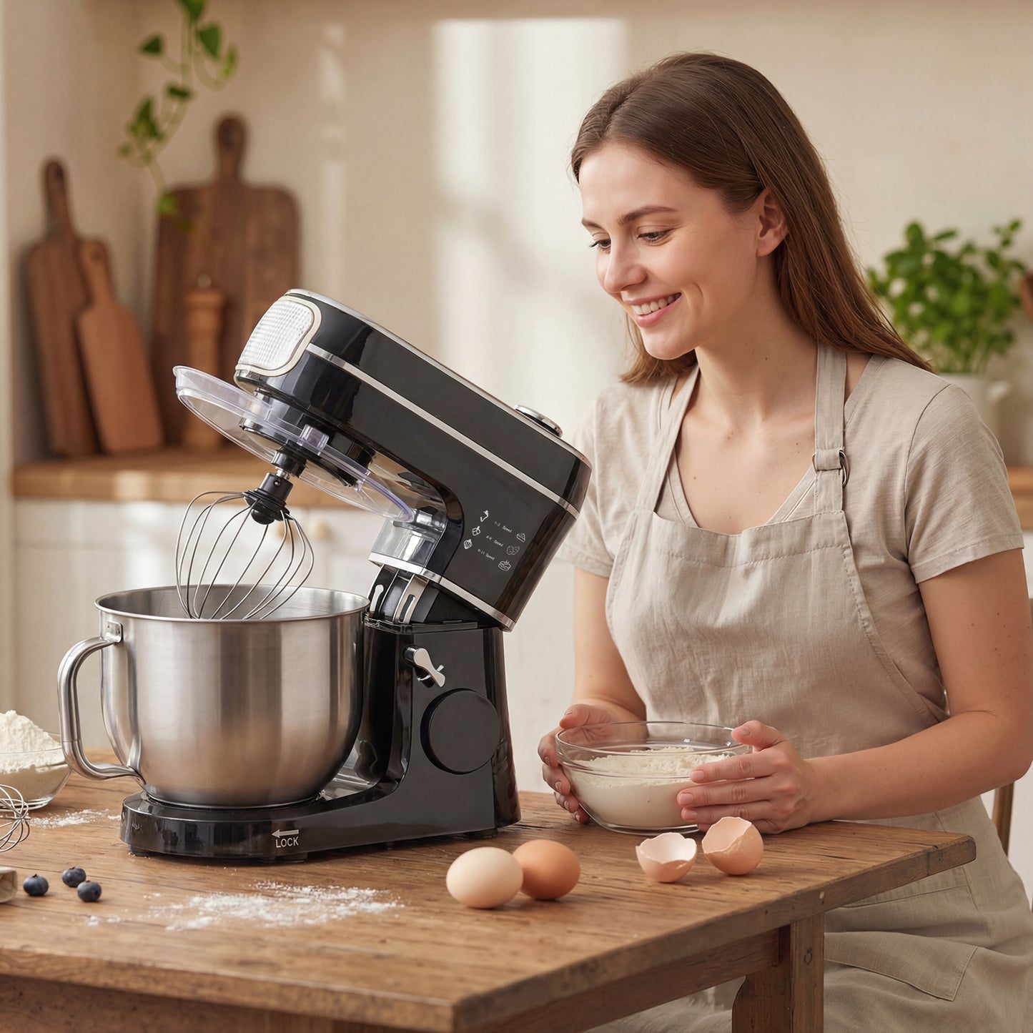 Stand Mixer, 6L 1400W Tilt-Head Food Mixer with 11 Speeds, Pulse & Fermentation Function, LED Display, Black