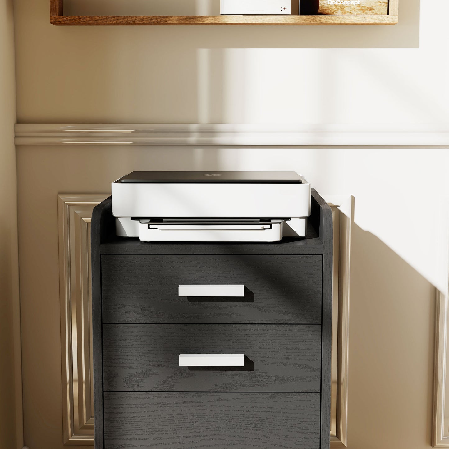 3 Drawer Filing Cabinet, Rolling File Cabinet with Edged Top for Letter, A4 Size, Hanging File Folders, Black
