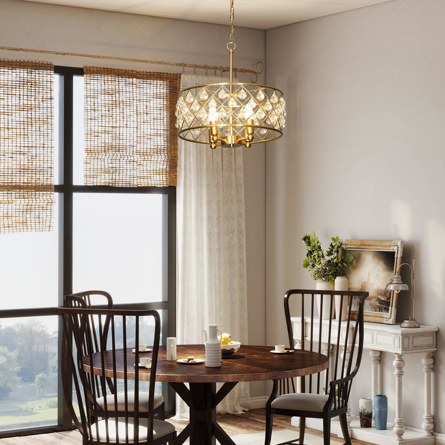 51 Crystallite Four-Bulb Chandelier - Gold-Tone