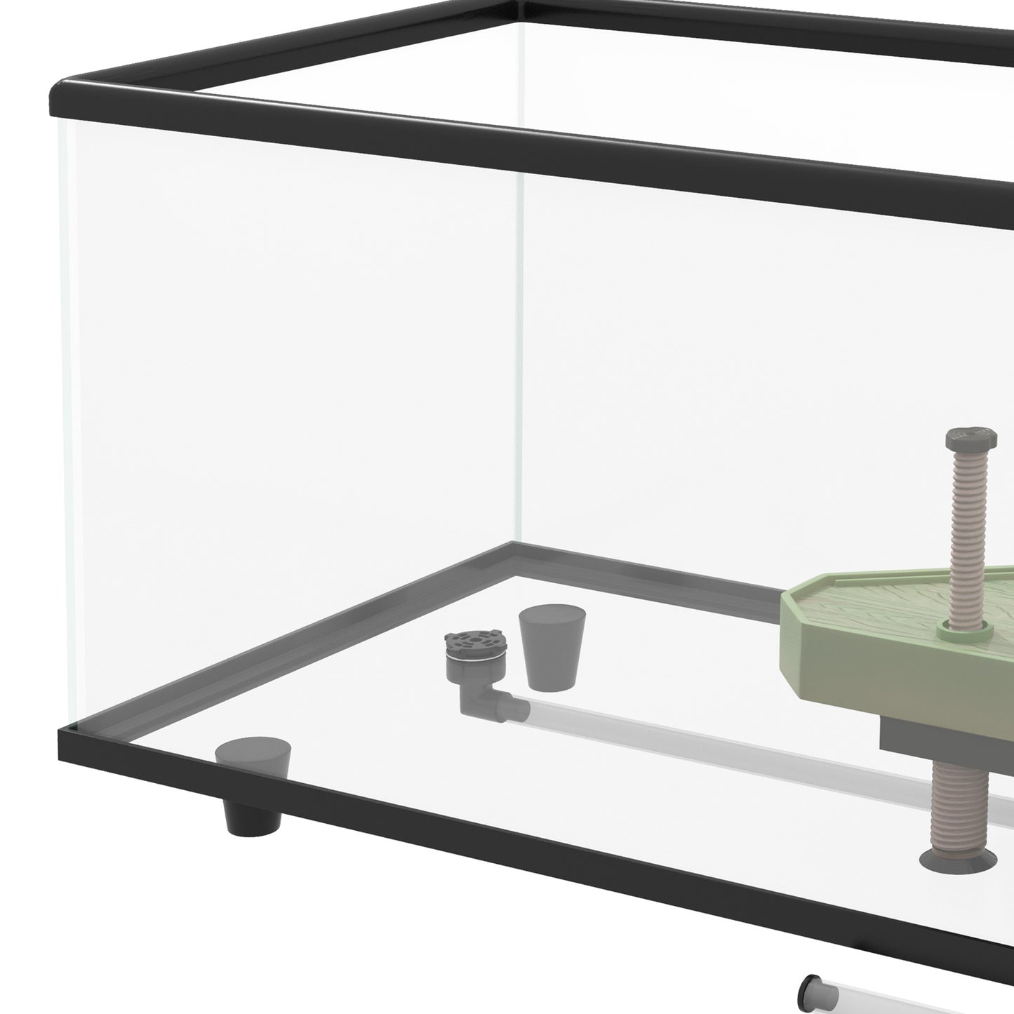 50L Glass Turtle Tank Aquarium with Basking Platform, Easy Drainage