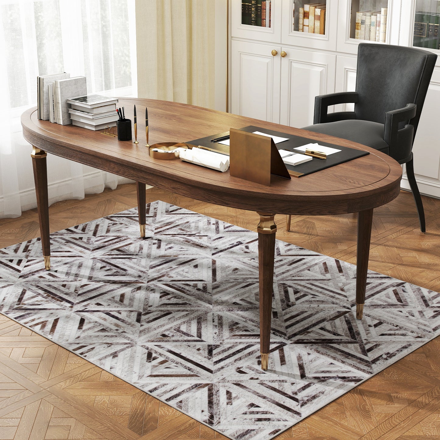 Modern Area Rug, Triangle Pattern Non-Slip Washable Rug, Chenille Floor Carpet for Living Room, Bedroom, Dining Room