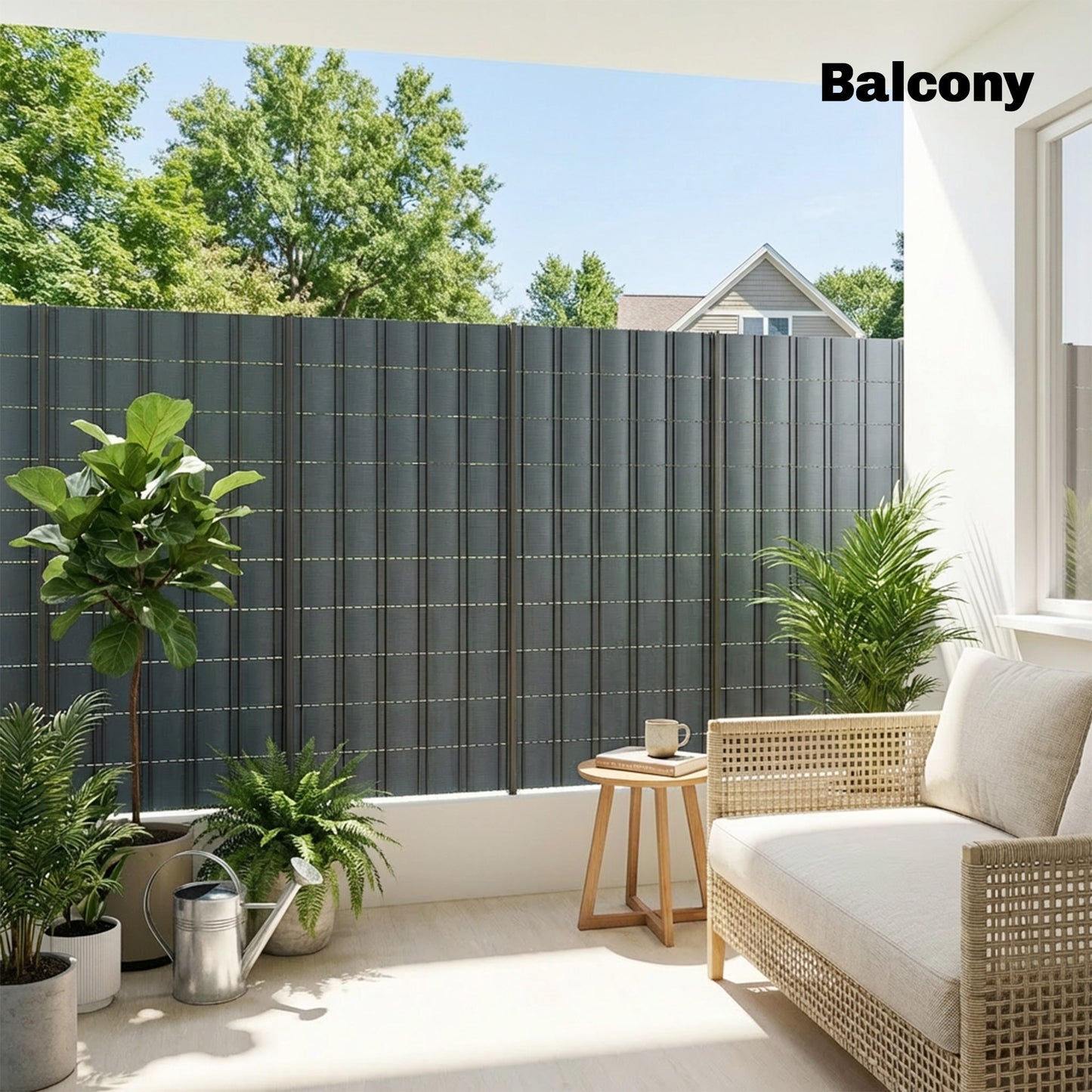 2Pcs Privacy Garden Screen Fence, UV Resistant Waterproof Windbreak Fencing, 70mx19cm, Grey