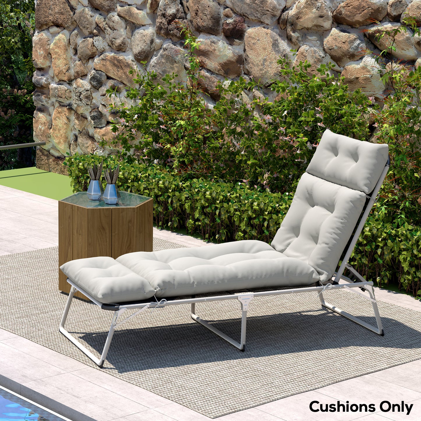 Sun Lounger Cushions Only, 190 x 56 x 10 cm Garden Lounge Chair Cushions, UPF20+ 220gsm Fabric