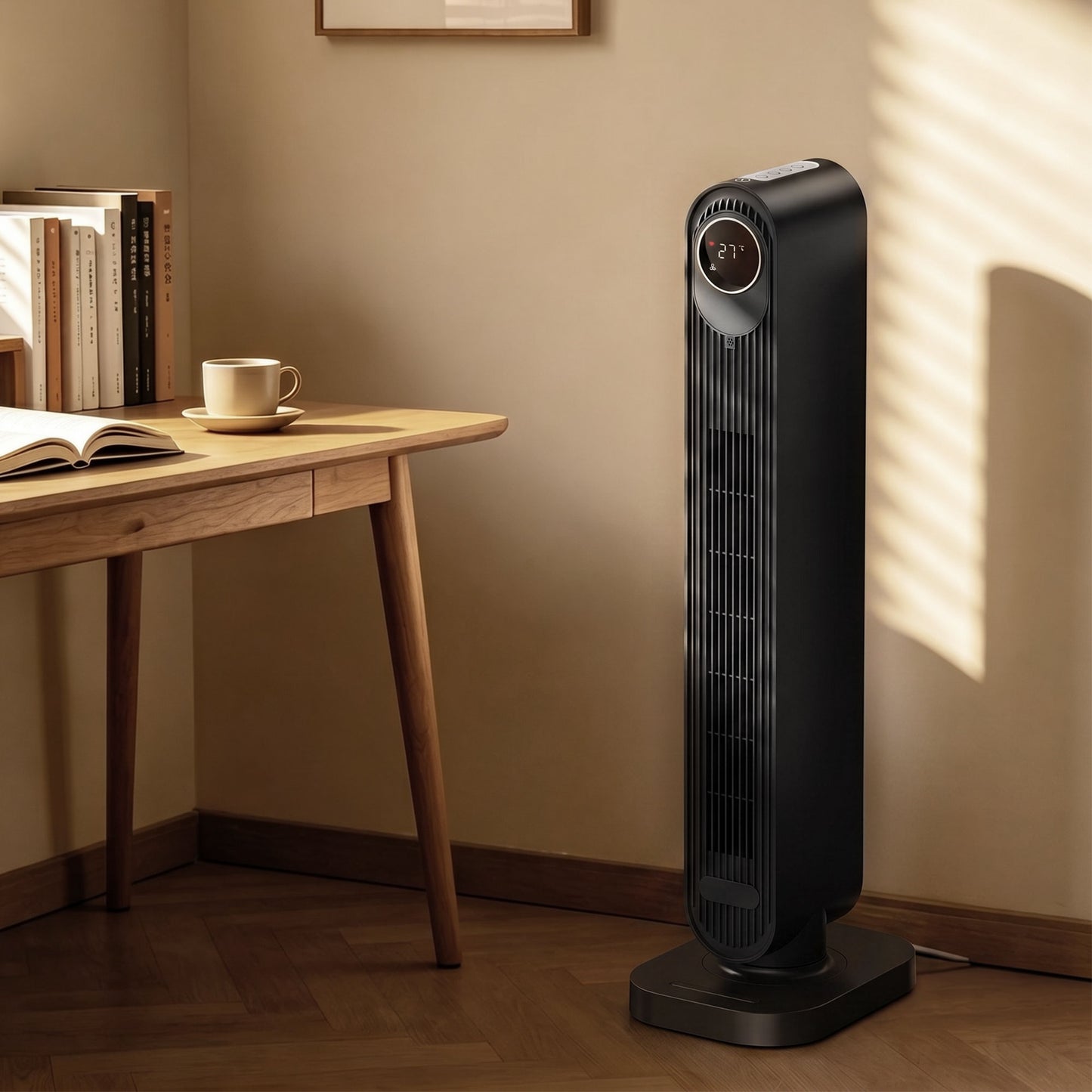 2000W Ceramic Electric Heater with Fan, Timer, Oscillation - Black