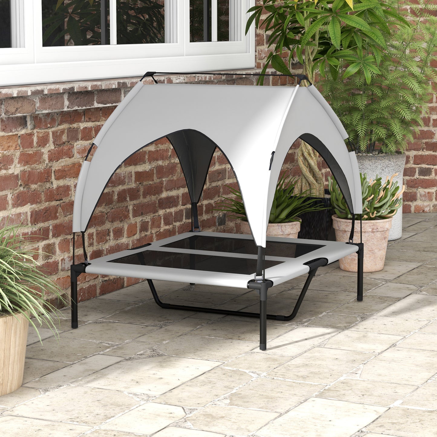 Cooling Raised Pet Bed w/ Washable Breathable Mesh, for Medium, Large Dogs, 91 x 76 x 85cm - Light Grey
