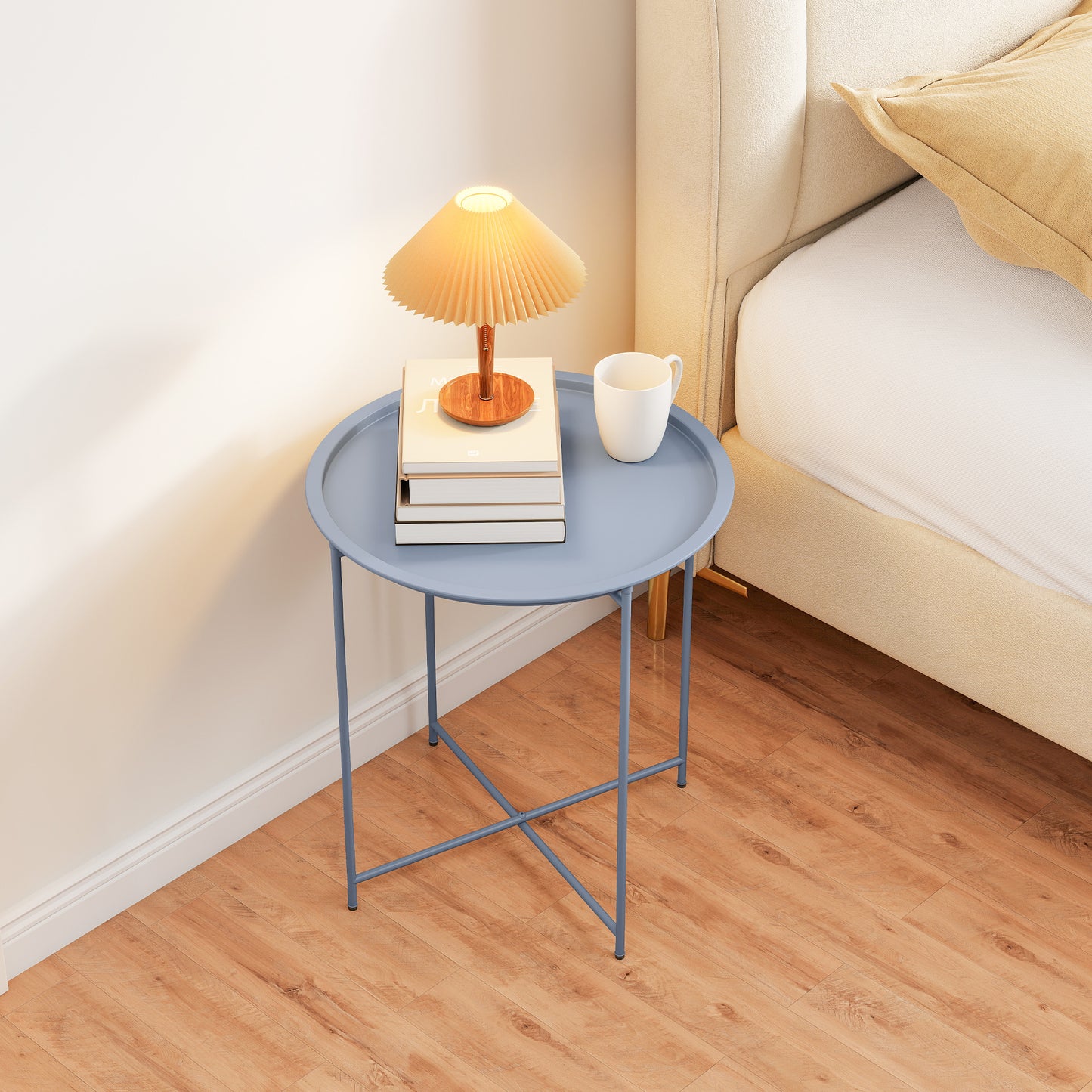 Steel Removable Tray Top Garden Table - Blue Grey
