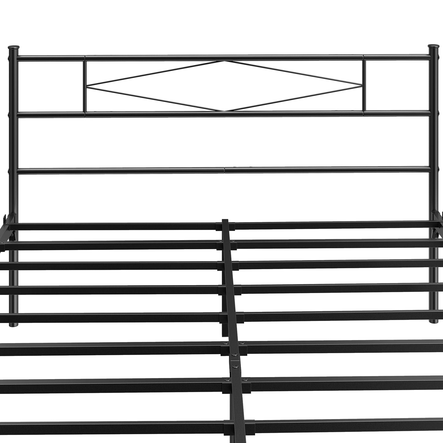 4ft6 Double Bed Frame with Headboard and Footboard, Metal Platform Bed Frame with 32 cm Underbed Storage, Black