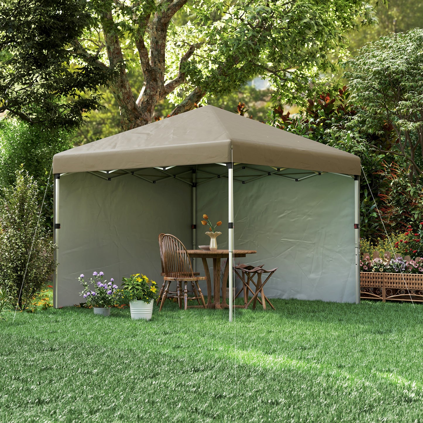 3 x 3 (M) Pop Up Gazebo, UPF 30+ with 2 Sidewalls, Leg Weight Bags and Wheeled Bag