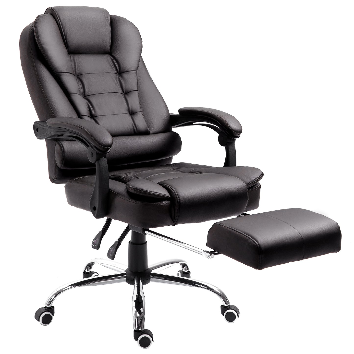 PU Leather Executive Office Chair, High Back Swivel Chair with Retractable Footrest, Adjustable Height, Reclining Function