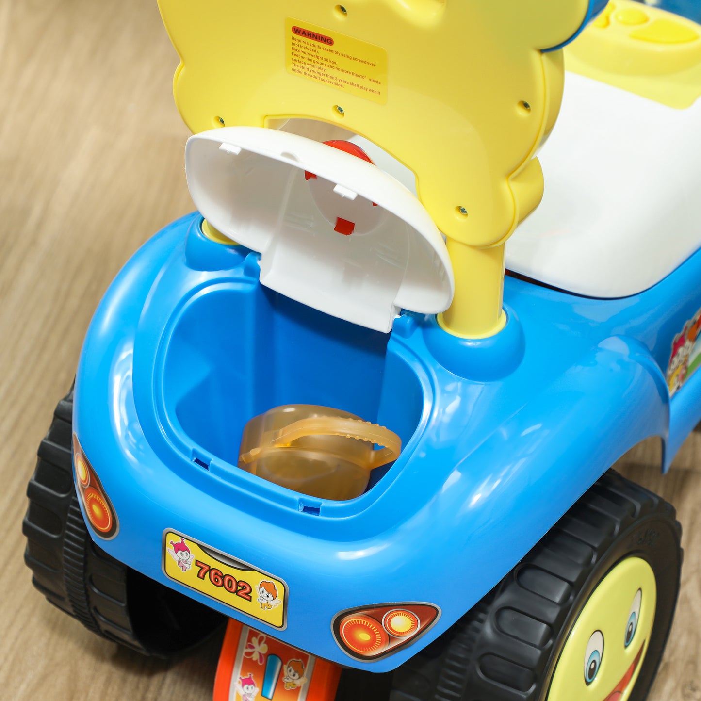 Foot to Floor oddler Ride on Toy w/ Music, Light, Horn, Under Seat Storage, Anti-Over-Backwards Device, Blue