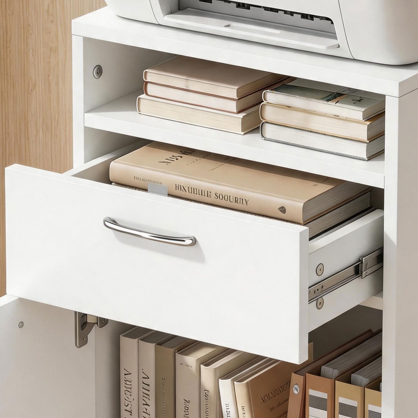 Filing Cabinet, Mobile File Cabinet with 2 Lockable Drawers, Office Home Organiser on Wheels for A4