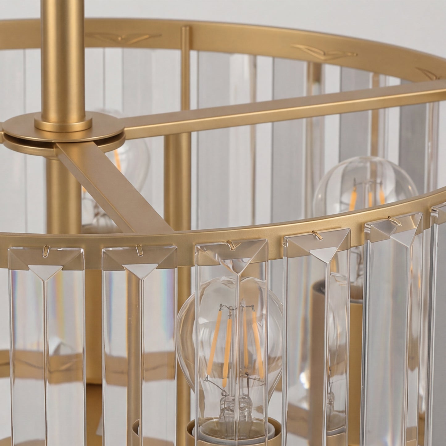 Semi Flush Mount Modern Crystal Chandelier Ceiling Light, Crystal Ceiling Light Fixture with E14 Base, Gold