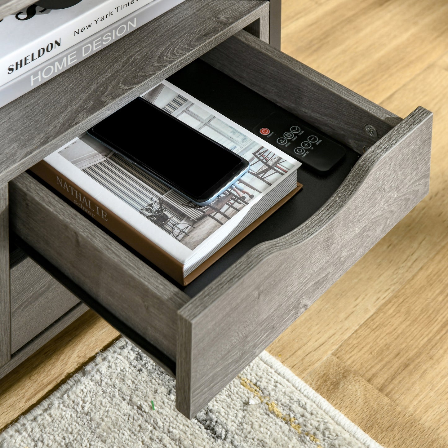 Industrial Side Table with Drawer, Sofa Table, Bedside Cabinet with Storage Shelf, Slim Nightstand for Living Room, Bedroom
