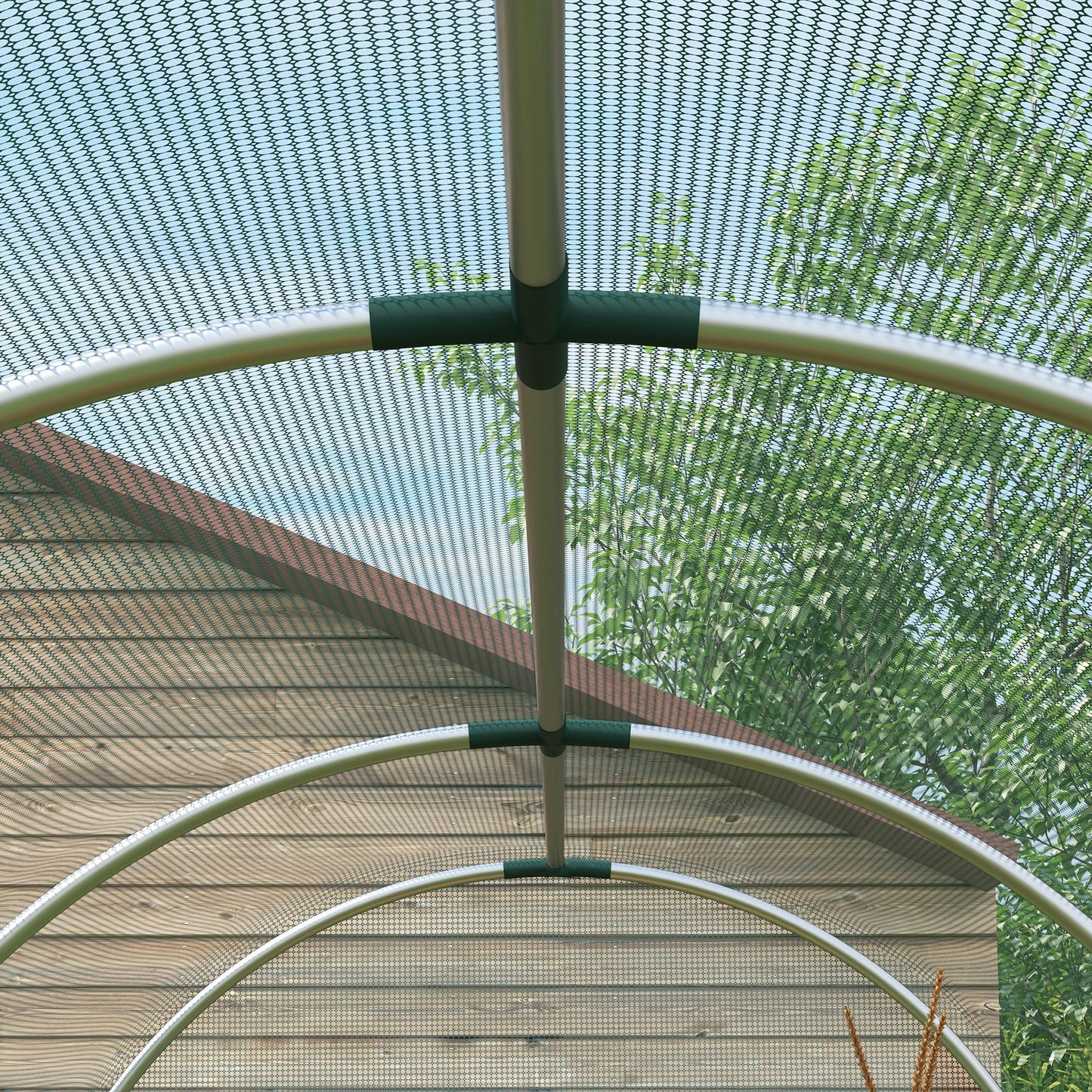360 x 120cm Galvanised Steel Fruit Cage, Plant Protection Tent with Zipped Door, Green