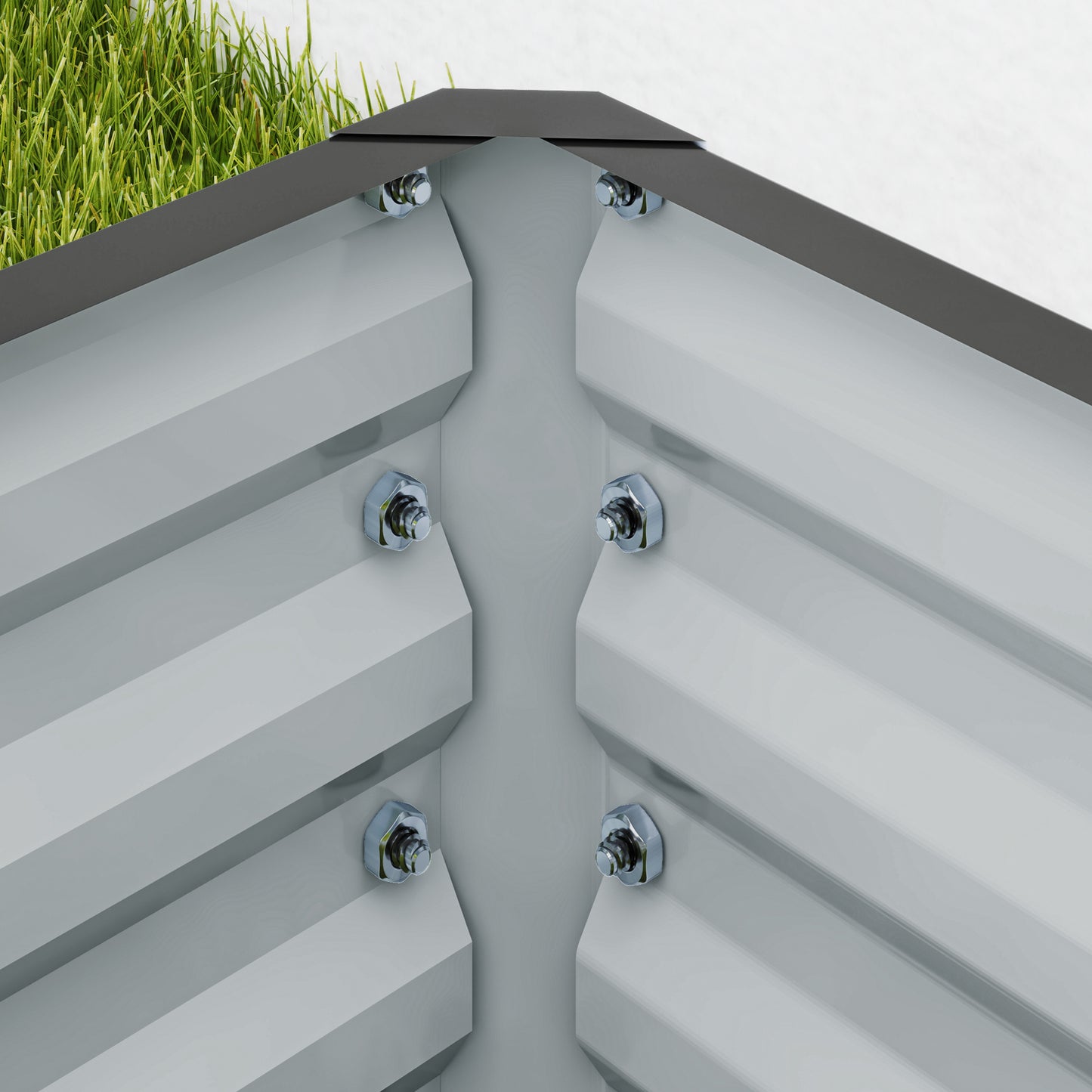 Set of Two 110 x 50cm Steel Planter Boxes - Light Grey