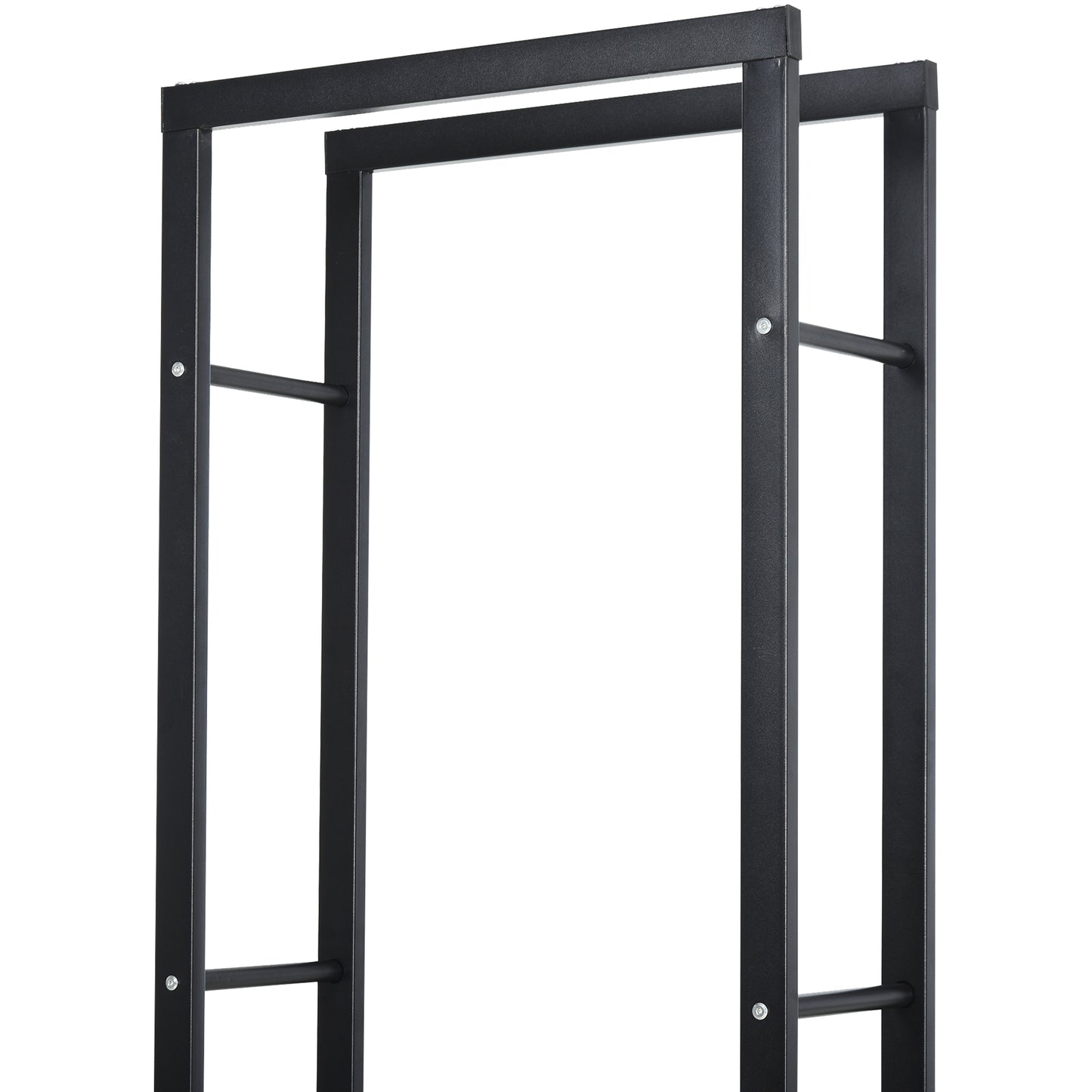 Metal Firewood Log Holder Tall Firewood Rack Indoor Outdoor Fireplace Wood Storage Shelf with Side Rails, Rust-Resistant