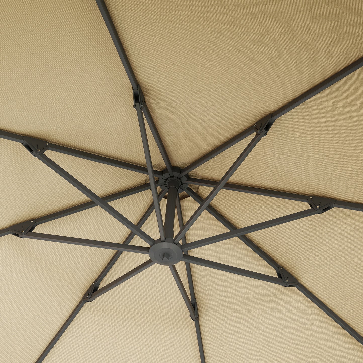 3(m) Garden Cantilever Parasol, Round Overhanging Umbrella with Crank Handle, Cross Base, Aluminium Frame and 360° Rotation