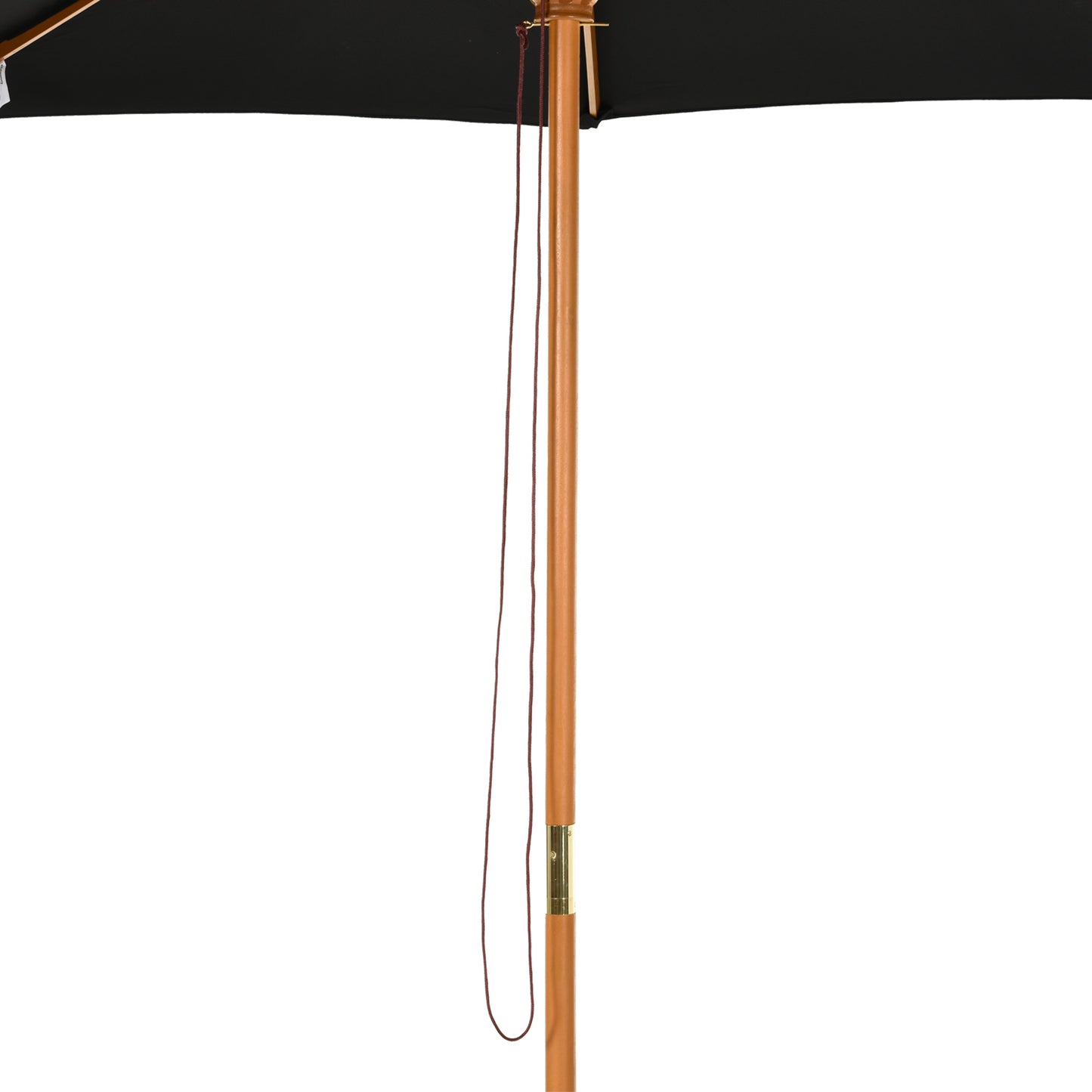3(m) Garden Parasol, Pulley Operated Patio Umbrella, Wooden Table Market Umbrella with Rope Pulley Mechanism and 8 Ribs