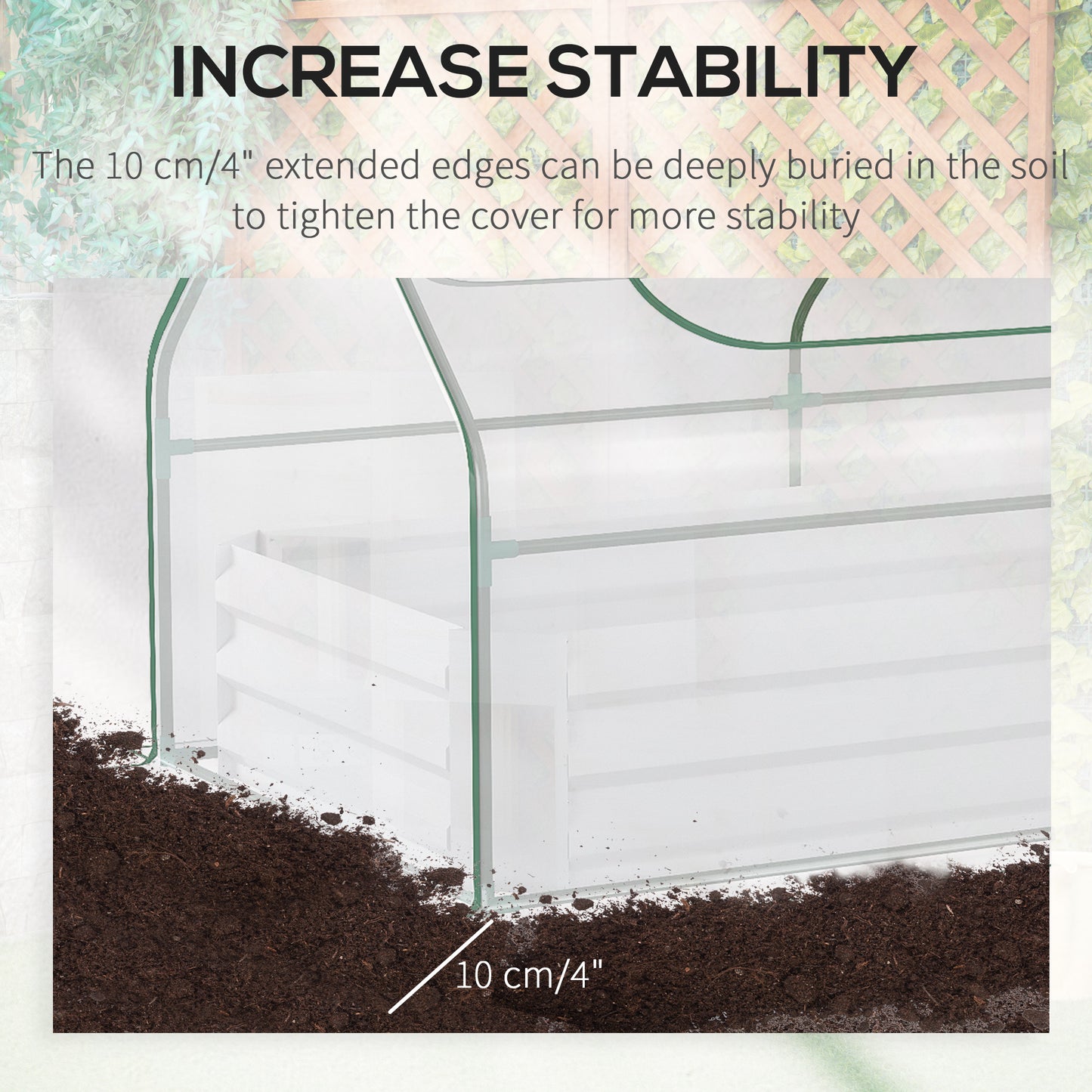 Raised Garden Bed with Greenhouse, Steel Planter Box with Plastic Cover, Roll Up Window, Dual Use for Flowers, Vegetables