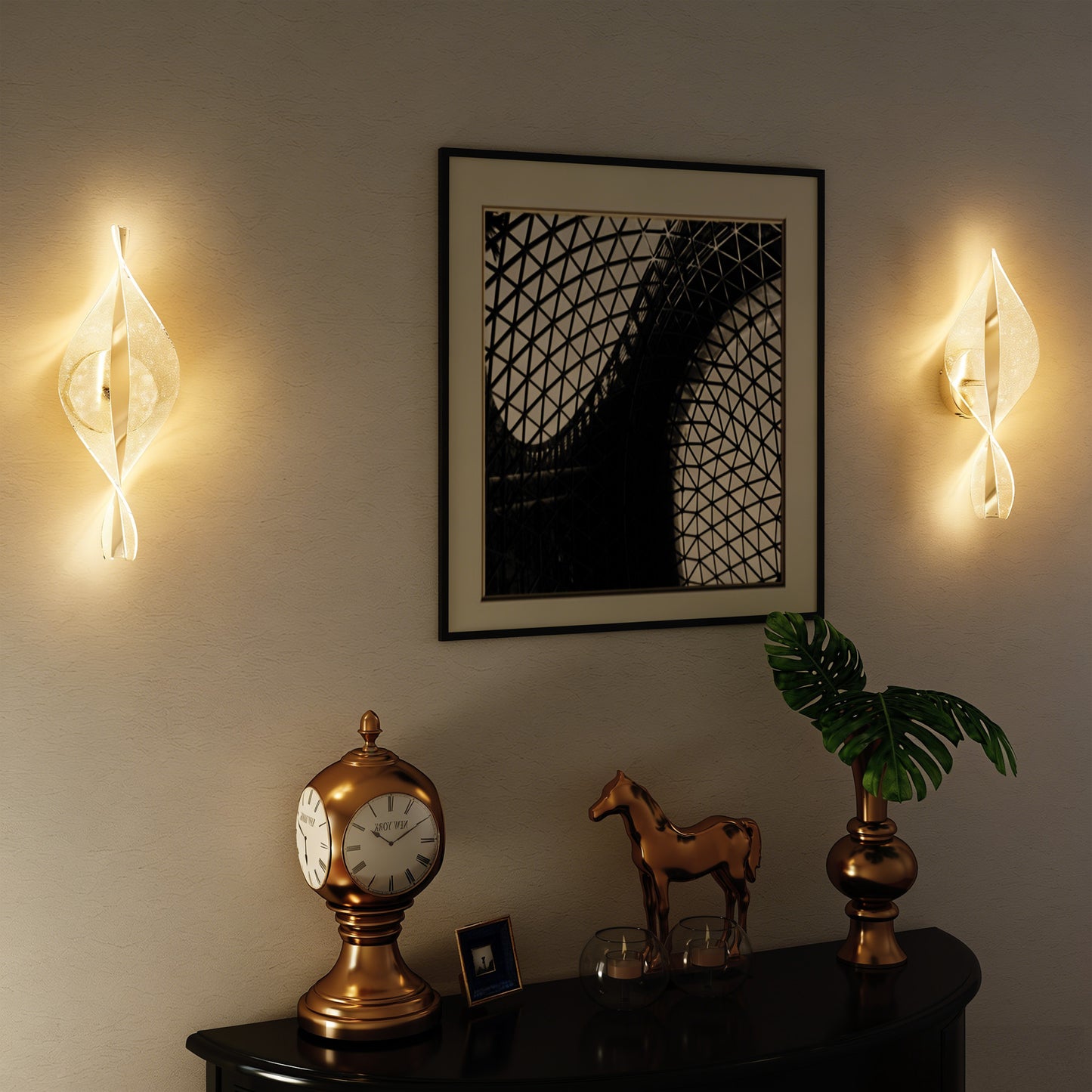 Led Wall Lamp 2 Pack, 13W Modern Indoor Spiral Wall Light, Colour Temperature Adjustable 3000K/4000K/6500K, for Bedroom