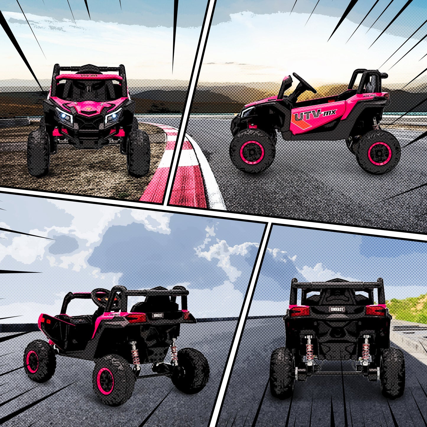 12V Kids Ride On Car with Remote Control, Kids Electric Car with Suspension System, Music, for Kids 3-5 Years, Pink