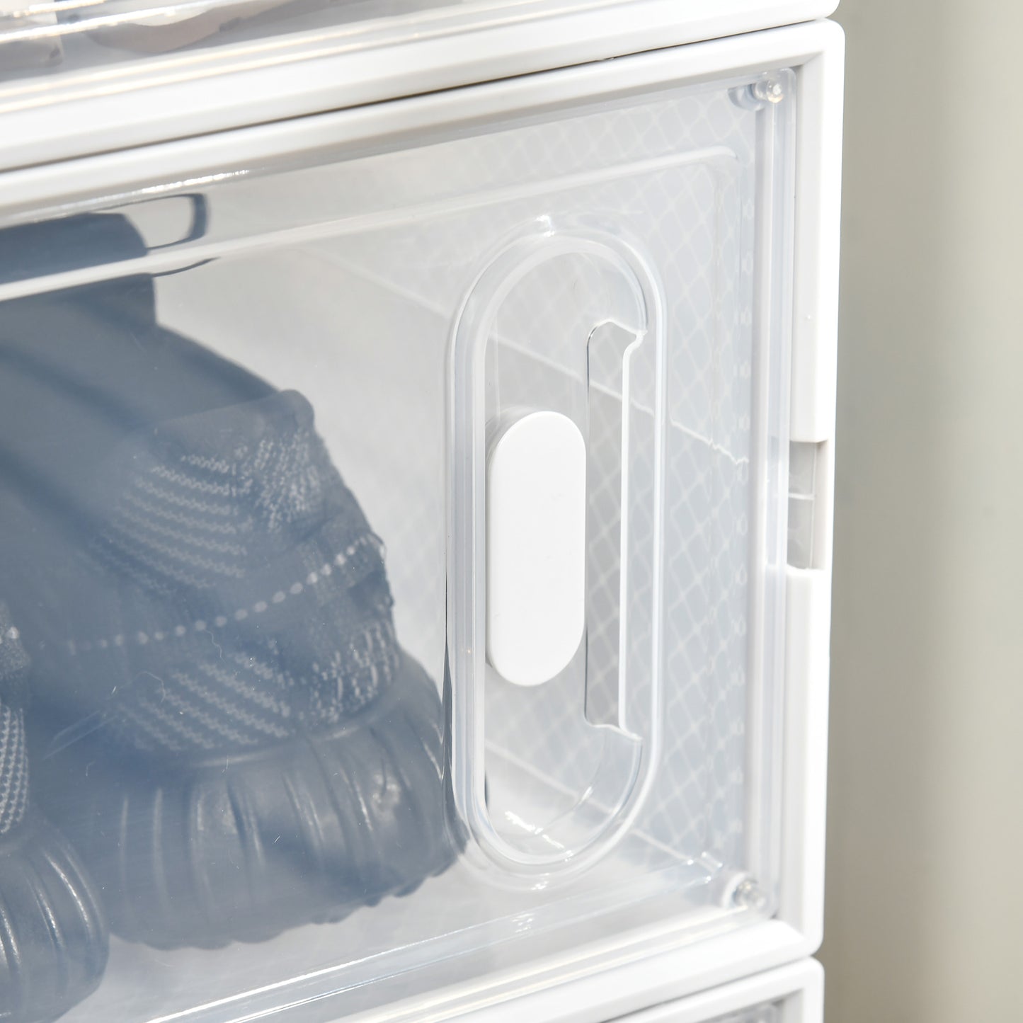 8PCS Clear Shoe Box, Plastic Stackable Shoe Storage Box for UK/EU Size up to 8.5/43 with Magnetic Door for Women/Men
