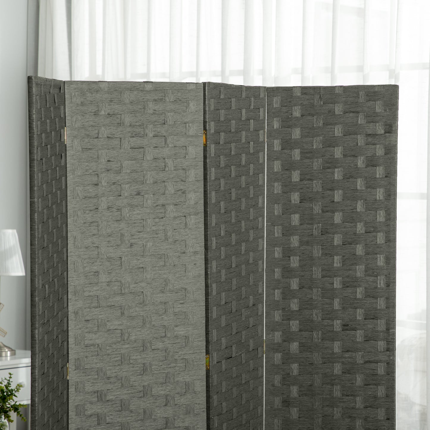 Wave Fibre Freestanding Folding Privacy Screen Panels, Room Divider, Grey