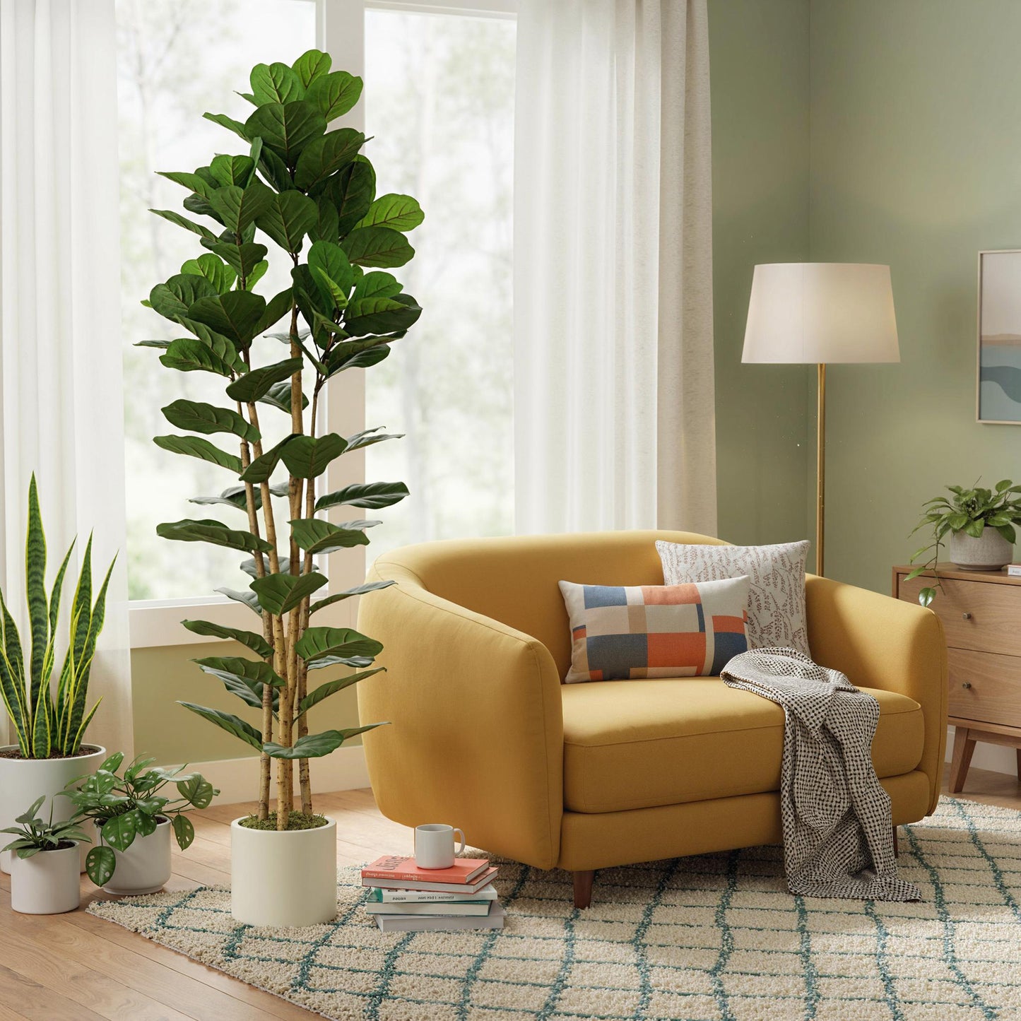180cm Artificial Fiddle Leaf Fig Tree - Green