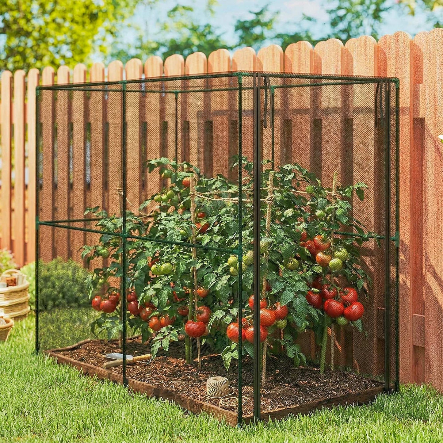 Fruit Cage Bird Netting, Brassica Cage Plant Protection Tent with Zipped Door, Anti Bird, Insects, Small Animals, Black