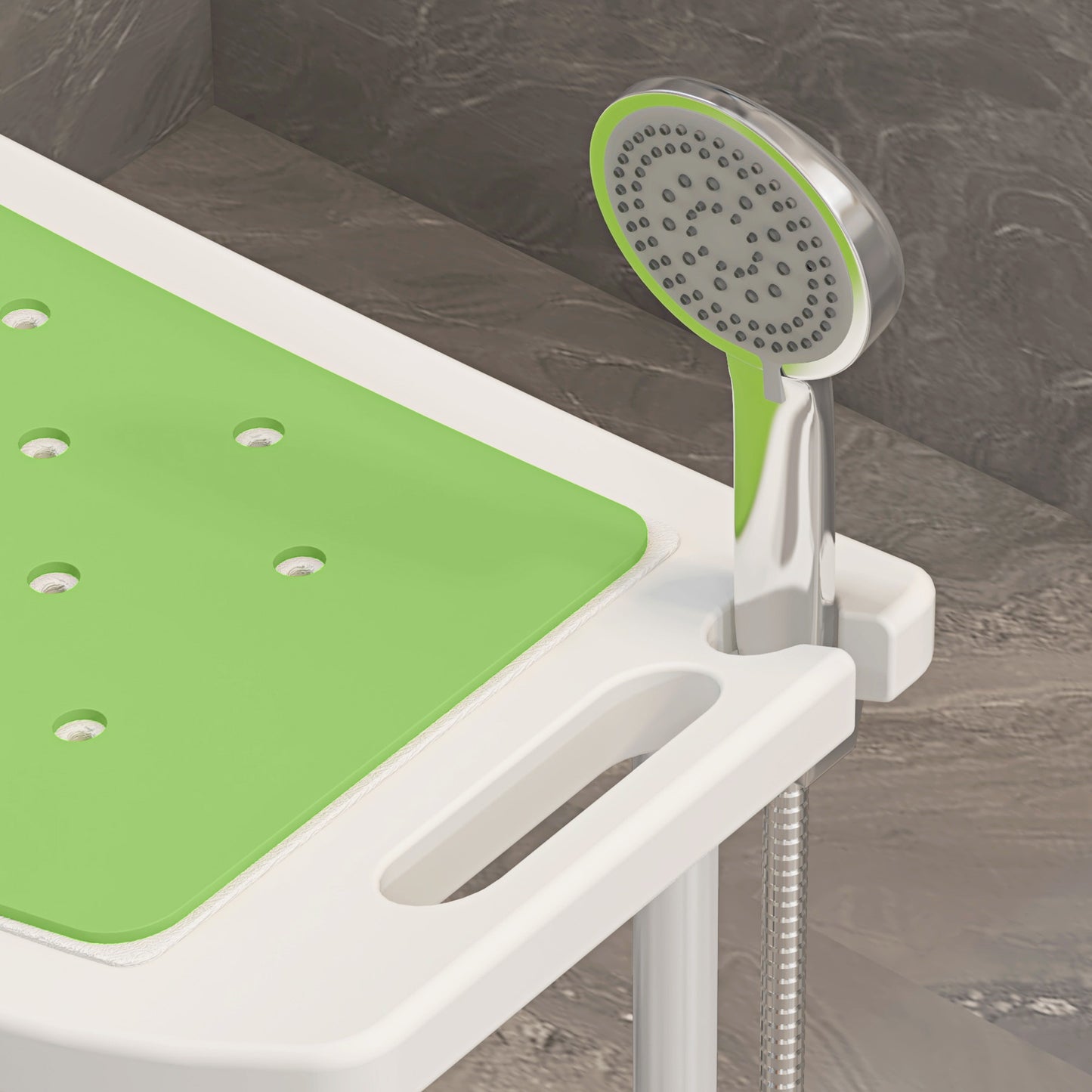 Shower Chair, Adjustable Height Shower Stool with Aluminium Frame and Non-Slip Feet