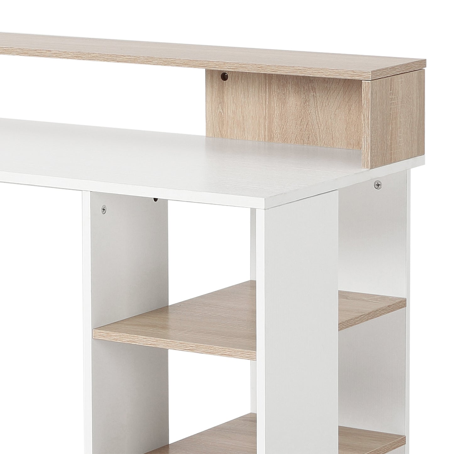 Computer Desk with Drawers and Storage Shelves, Office Desk Writing Table with Printer Stand