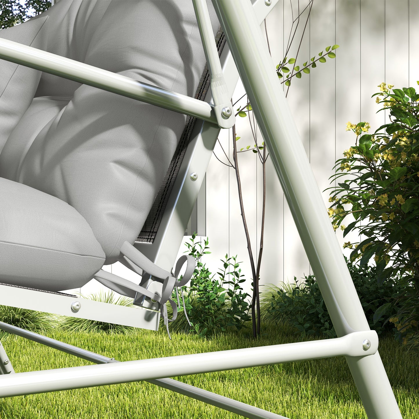 Back and Seat Cushion Replacement with 2 Pillows, Patio Chair Cushions Set with Ties, Light Grey