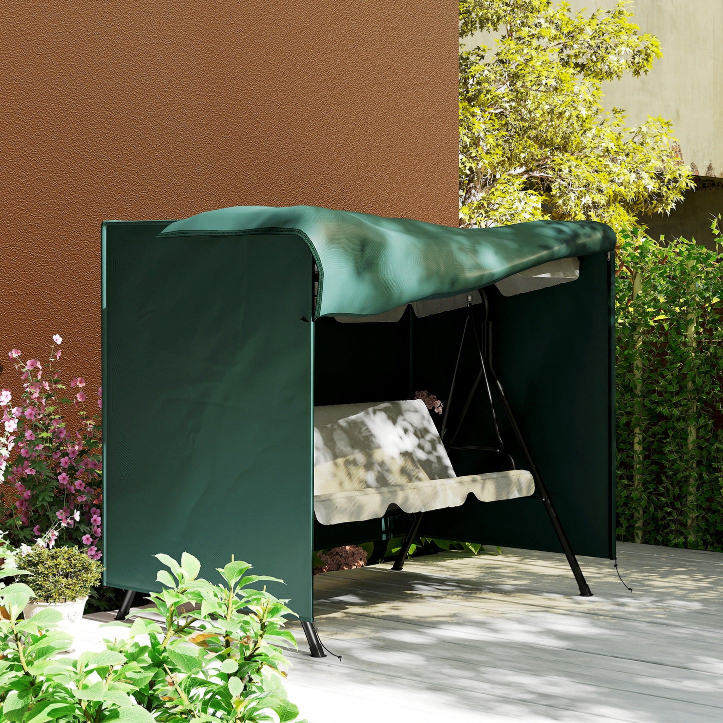 205 x 124cm Three-Seater Swing Chair Protective Cover Deep Green