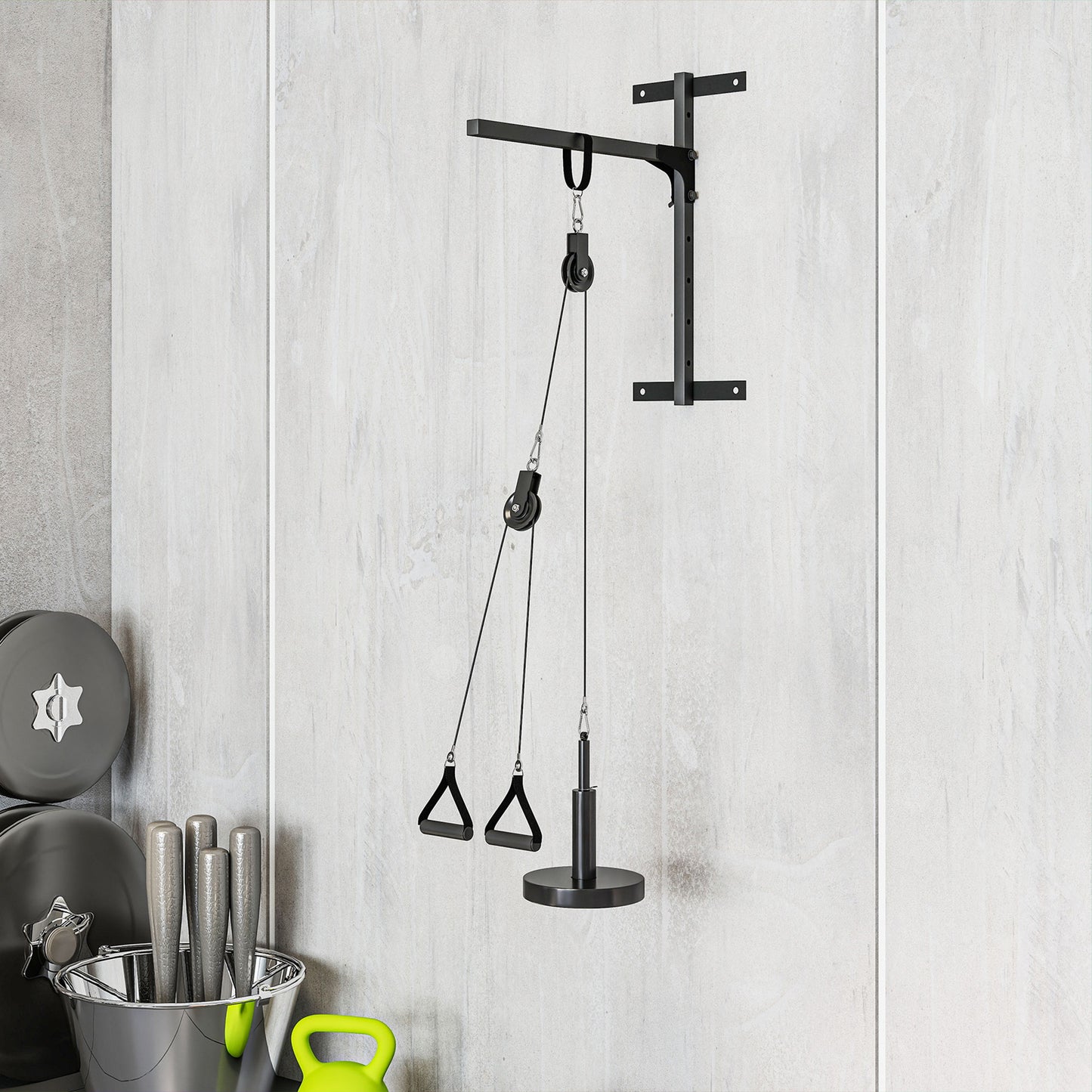 Weight Pulley System, Cable Pulley System for Home Gym, Cable Machine LAT Pull Down Attachment for Biceps Curl, Tricep
