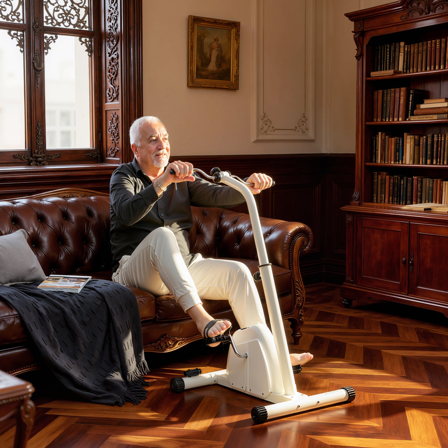 Seated Pedal Exerciser with Dual Massage and Adjustable Height