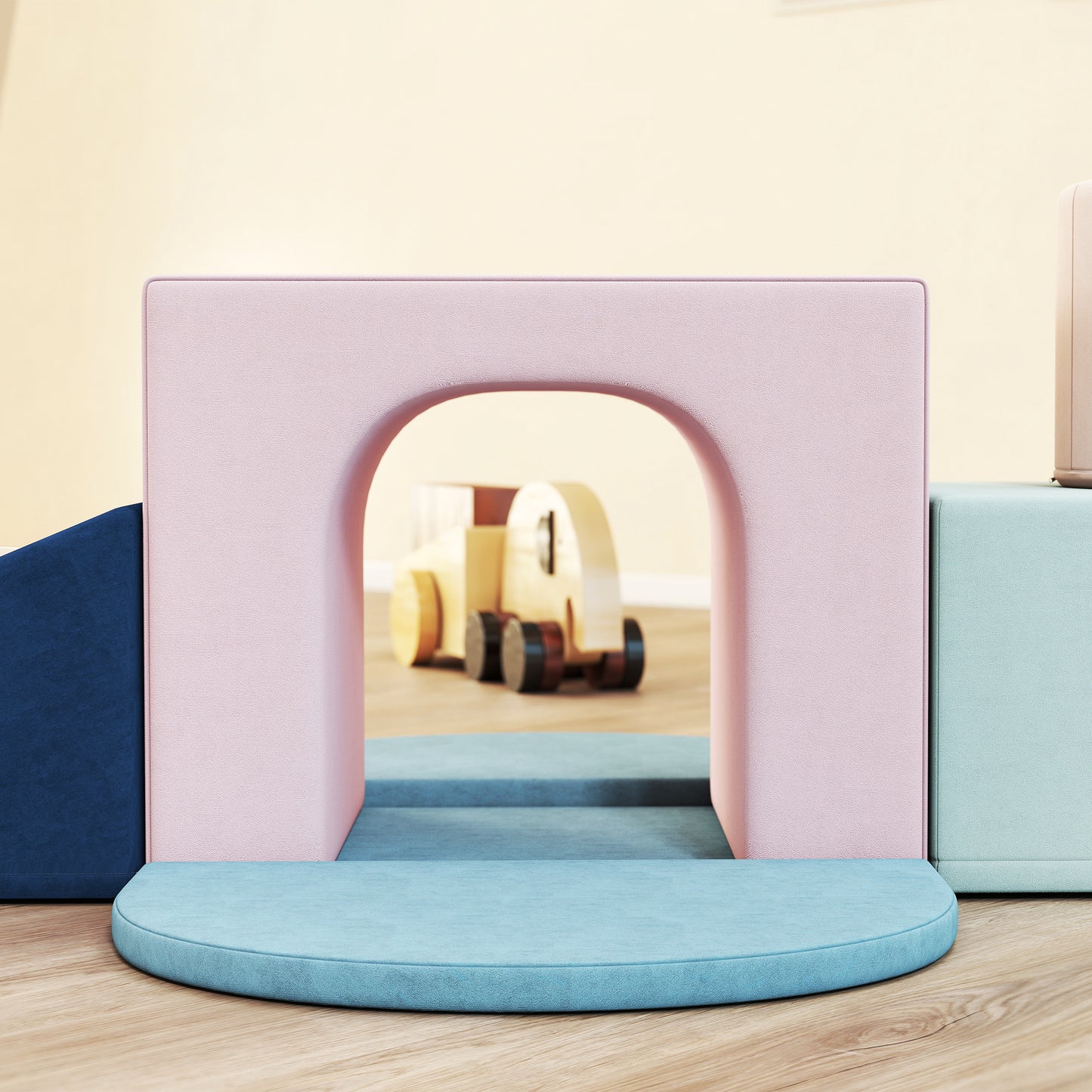 8-Piece Foam Play Blocks for Kids, Soft Motor Skill Blocks with Washable Velvet Covers, Indoor Climbing Set, Multicolor