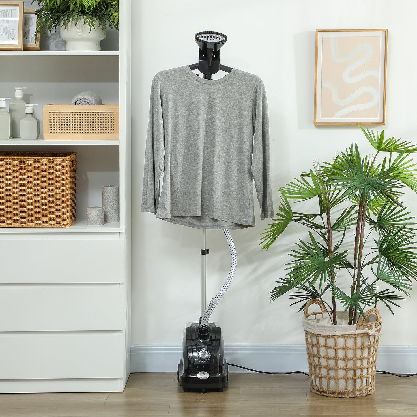 Clothes Steamer with Adjustable Pole Clothes Steamer 11 Steam Levels 41-110 cm Black
