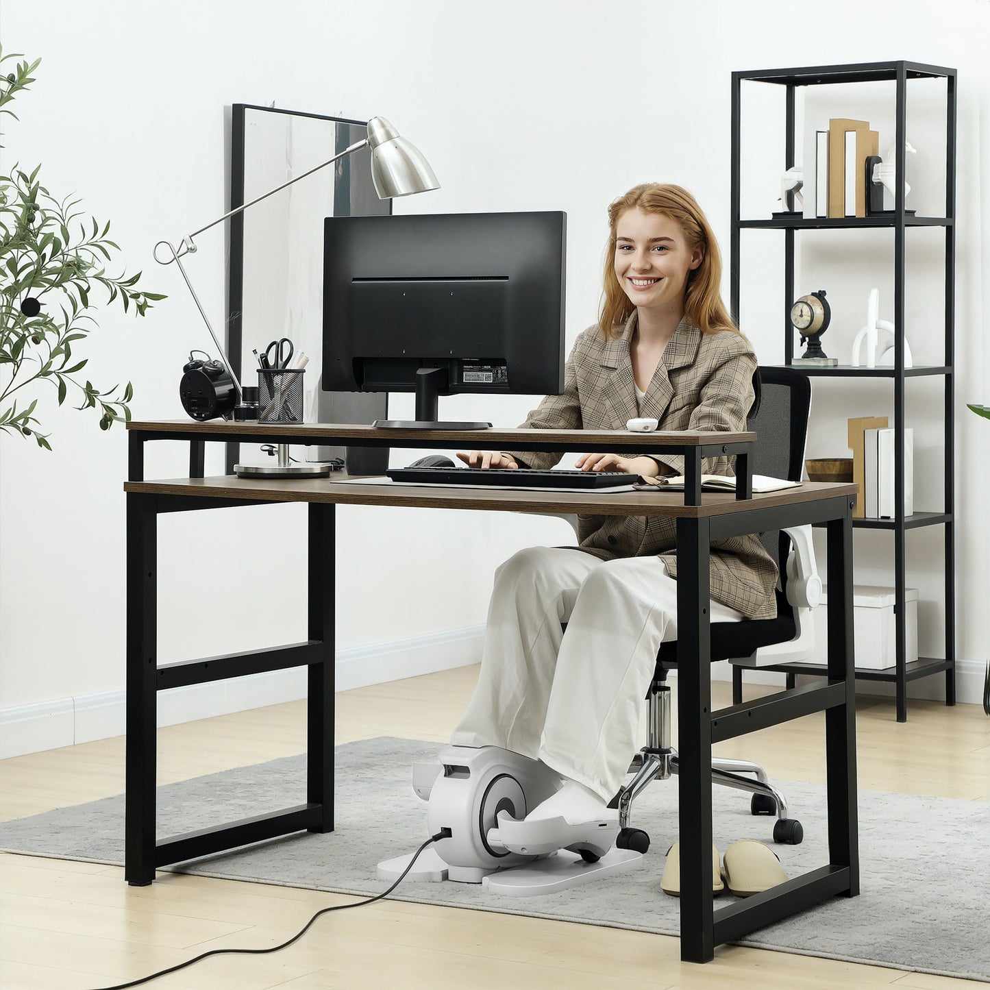 Under Desk Elliptical Machine, Seated Pedal Exerciser, Mini Electric Elliptical Machine for Seniors with LCD Monitor