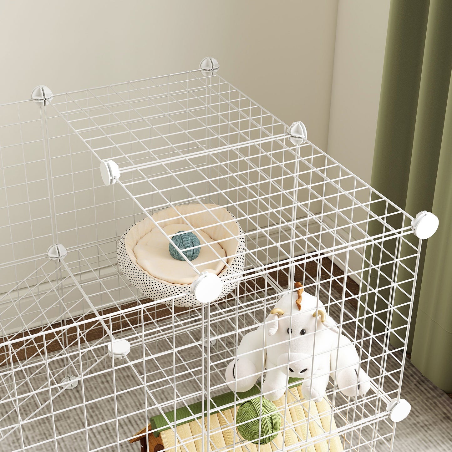 DIY 36 Panel Pet Playpen Metal Wire Fence for Chinchilla, Hedgehog, Bunny, Indoor, Outdoor Use, White