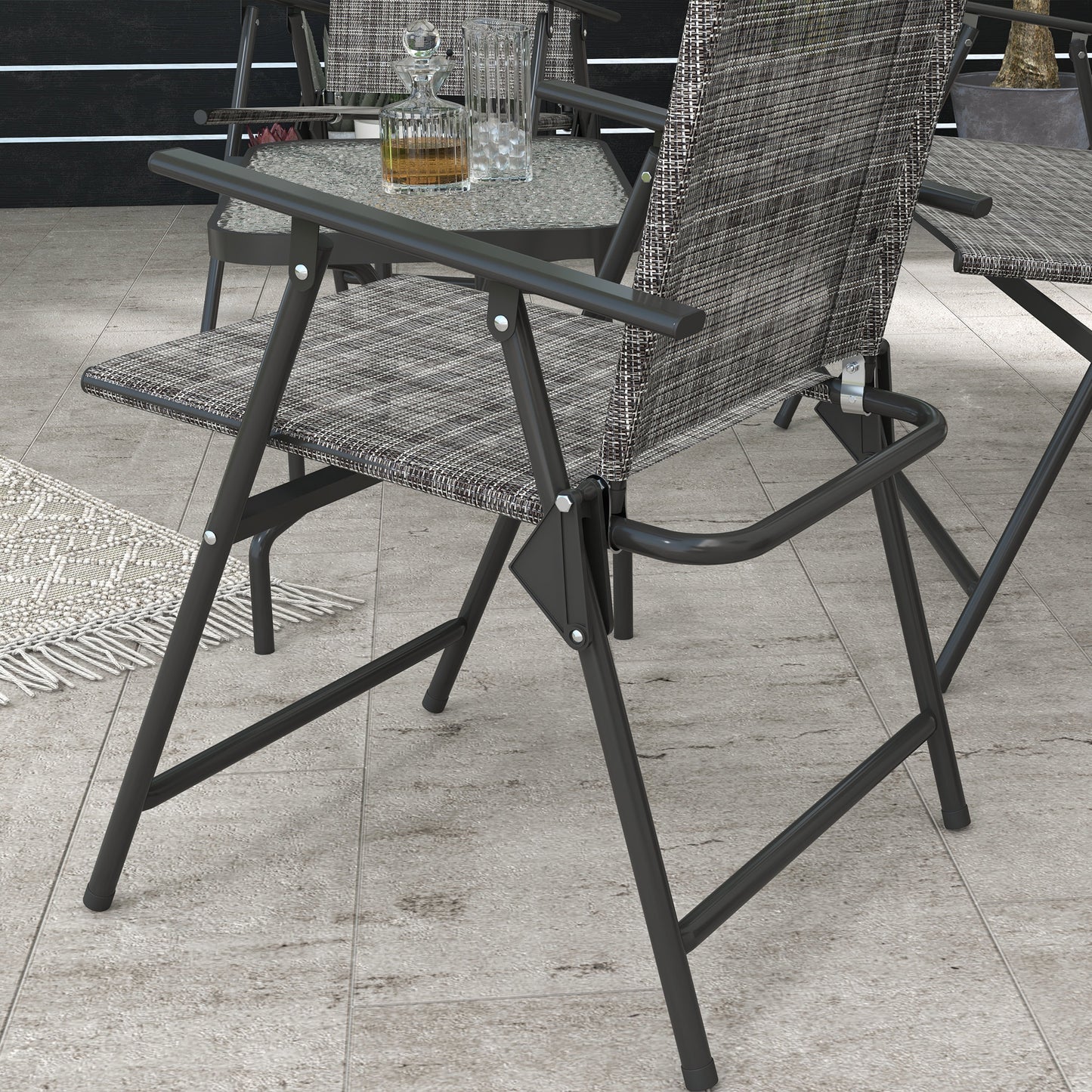 Four-Piece Metal Garden Sofa Set - Mixed Grey