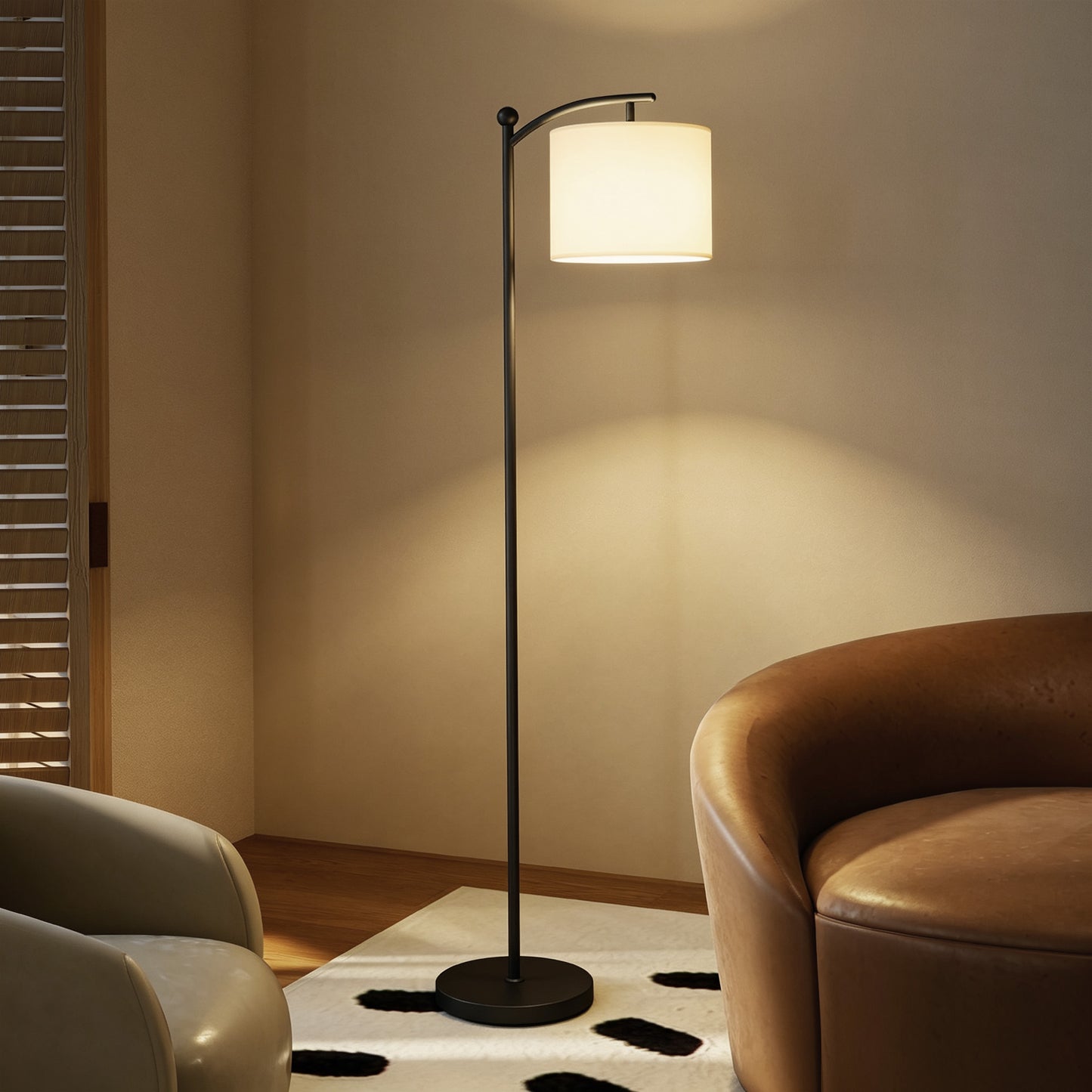 LED Floor Lamp with Remote Control - Black