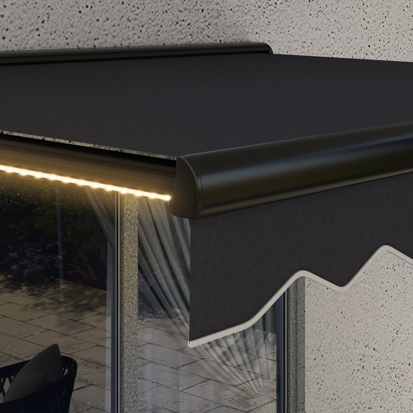 2 x 2.5m Electric Awning, with LED Light Strips - Grey
