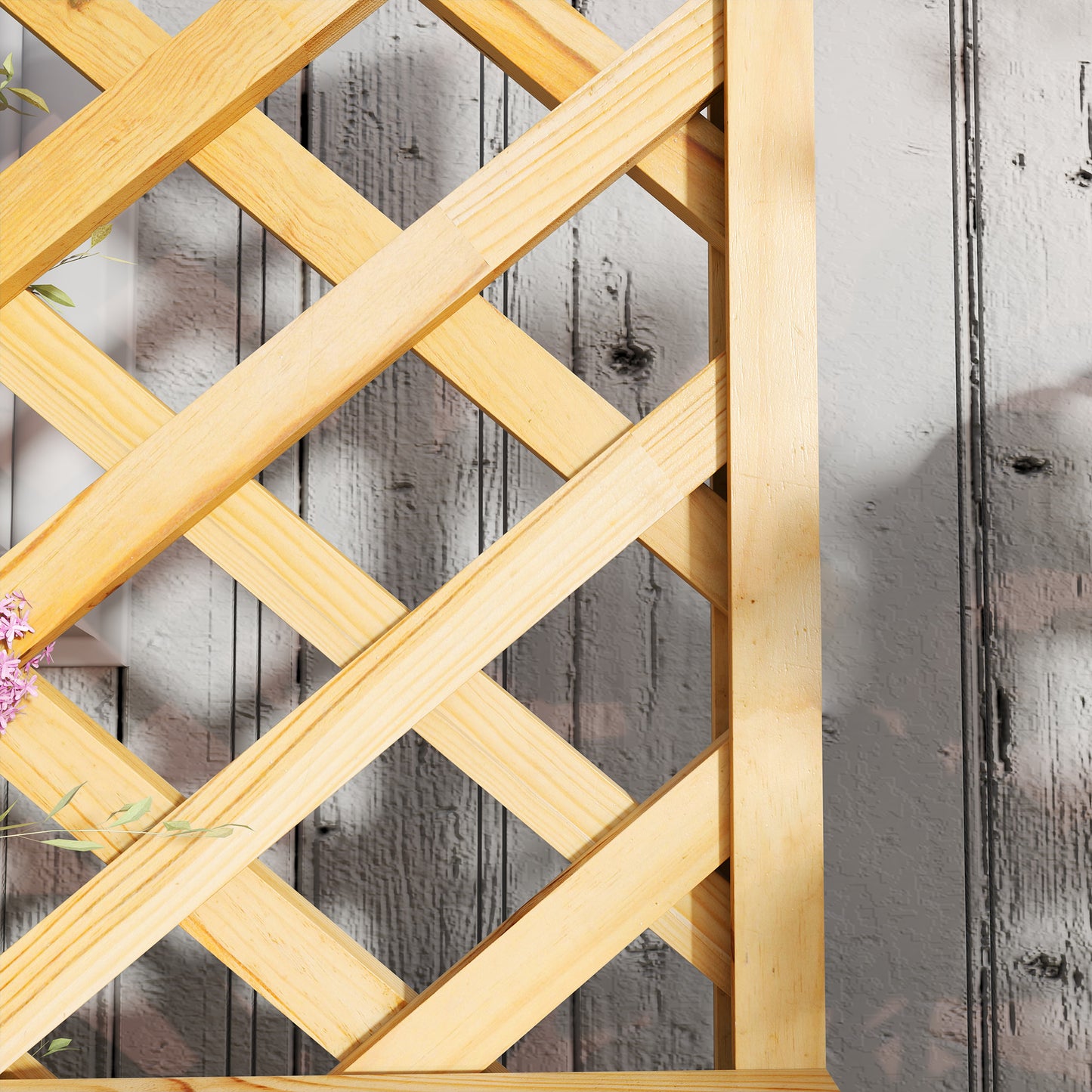 52L Wooden Planter, with Trellis and Shelves - Natural Finish