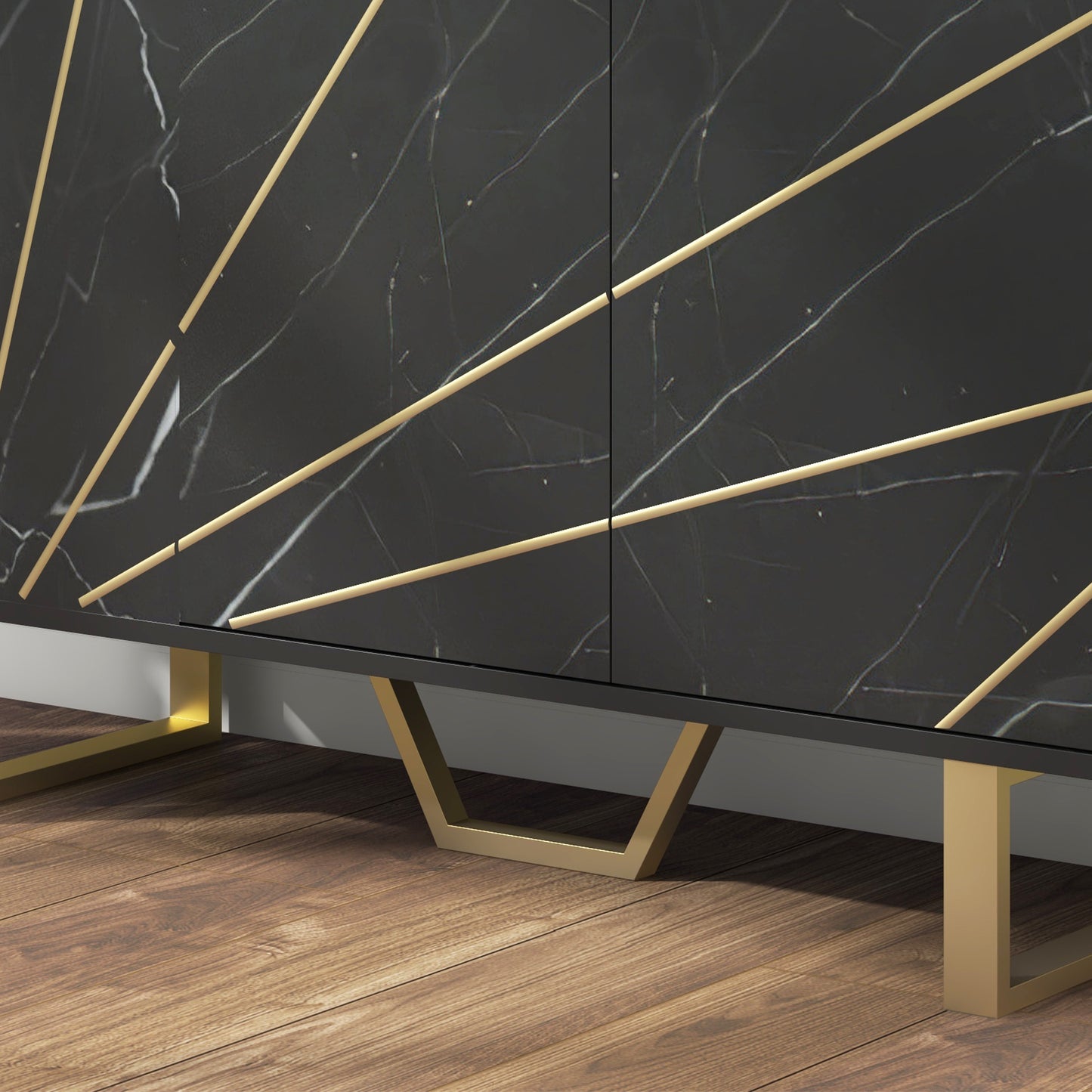 Sideboard Storage Cabinet, Modern Storage Cupboard with Adjustable Shelves and Metal Legs for Living Room, Kitchen