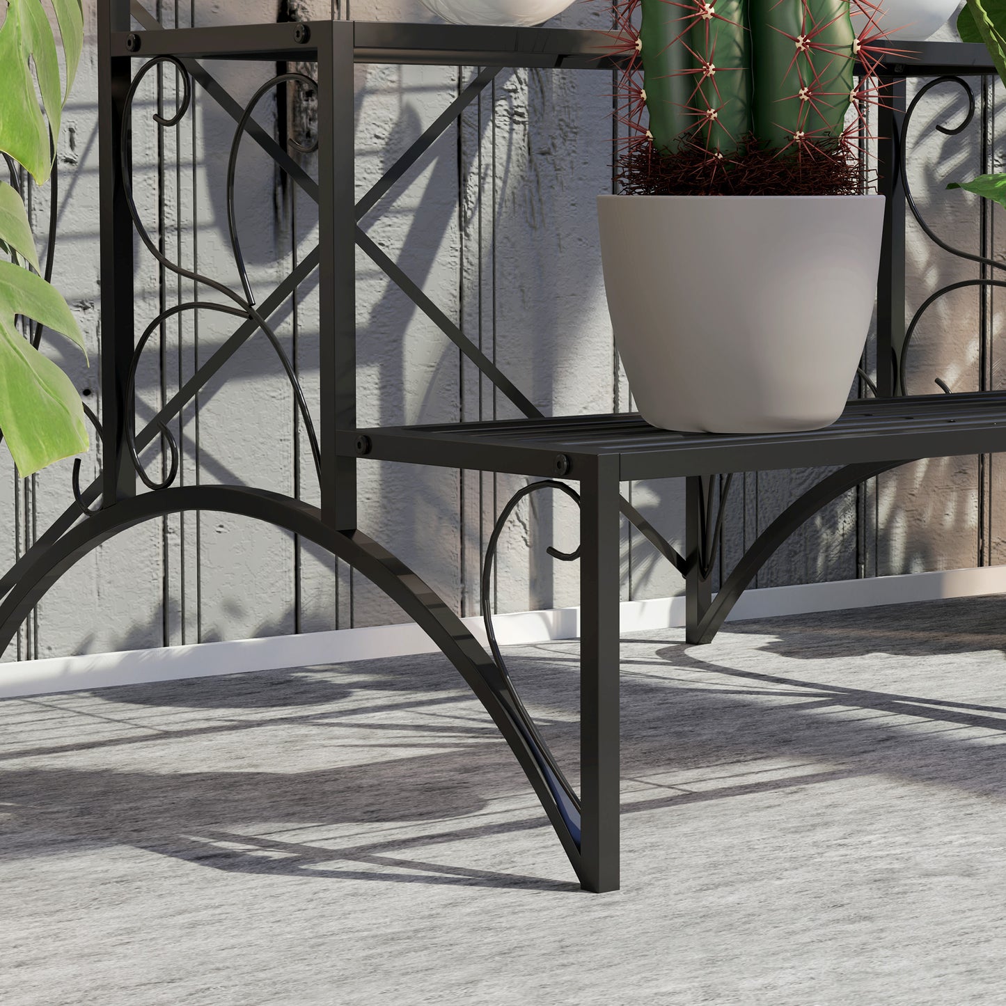 Three-Tier Decorative Metal Plant Stand - Black