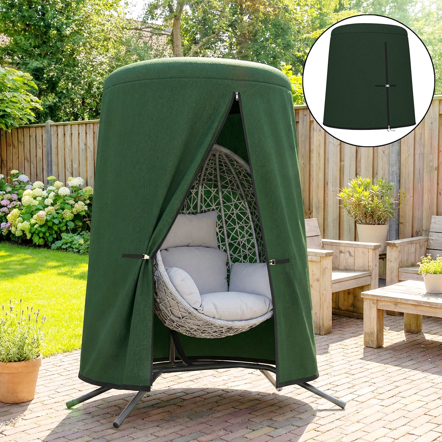 196 x 230 cm Hanging Egg Chair Protective Cover - Green