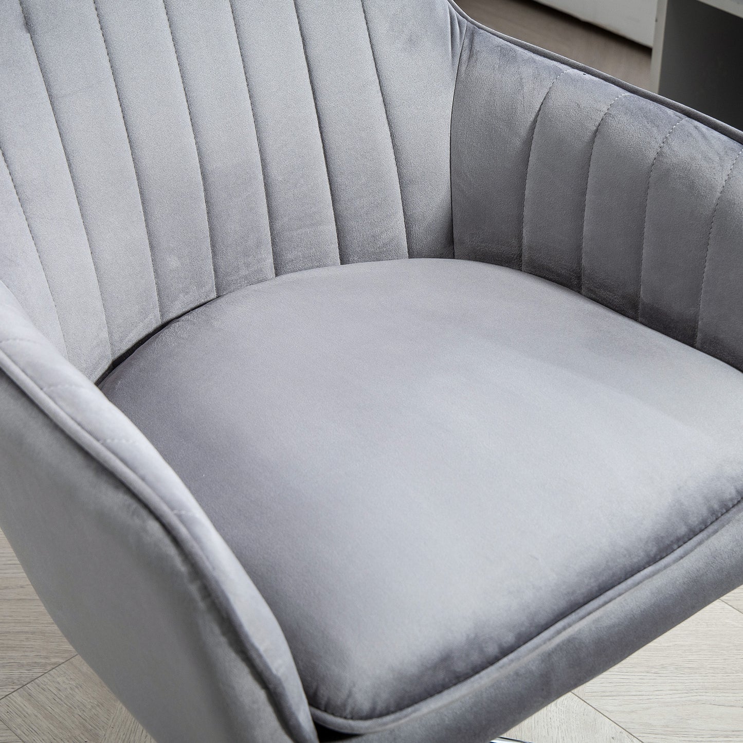 Office Chair, Swivel Desk Chair, Velvet-Feel Fabric Vanity Chair with Adjustable Height and Rolling Wheels for Home Work Stud