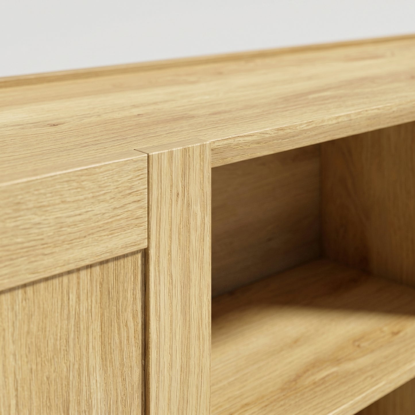Sideboard Buffet Cabinet, 133 cm Storage Cabinet with 2 Open Shelves, 2 Cupboards and Soft Close Doors, Natural