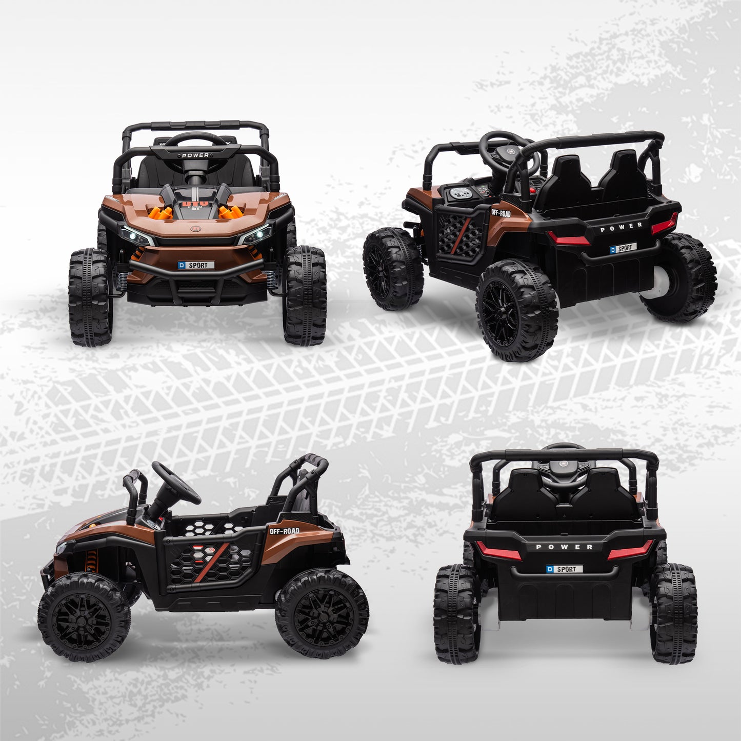 12V Battery Powered Ride on Truck w/ Remote, Four Suspension Wheels, Horn, Lights, Music, USB, for Ages 3-5 Years, Brown